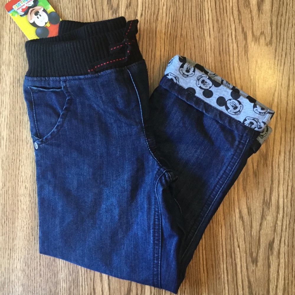 NWT Disney Mickey Mouse Cuff Blue Denim Jeans 4T